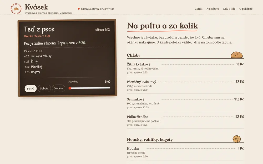 Náhled ukázky Pekárna Kvásek